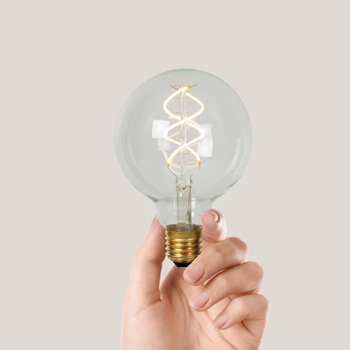 Lucide G95 - Glühfadenlampe - Ø 9,5 cm - LED Dim. - E27 - 1x4,9W 2700K - Transparent - Atmosphäre 1